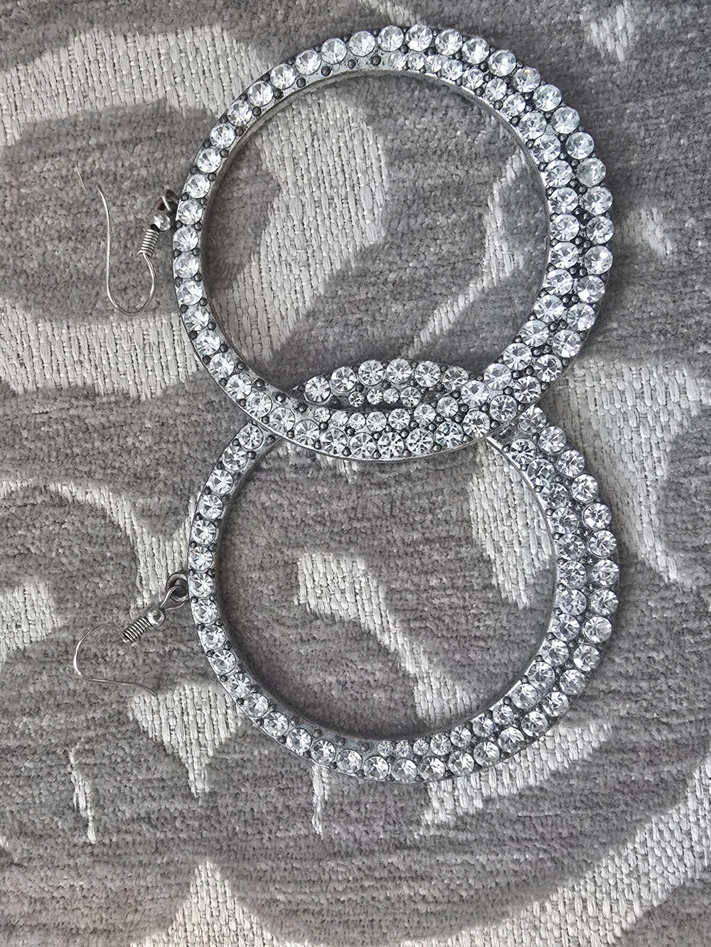 Silver Crystal Hoop Earrings - Women Jewelry